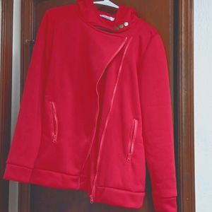 Woman's red hooded jacket